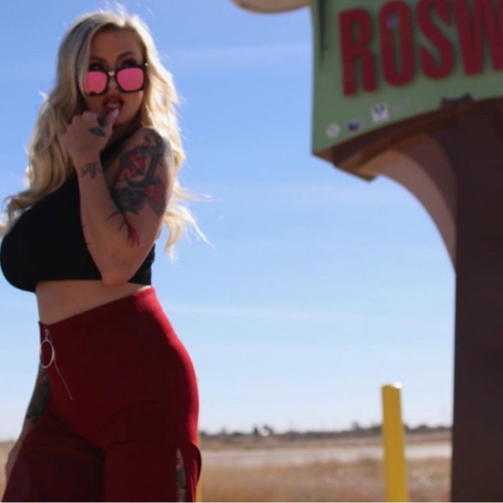Red split pants